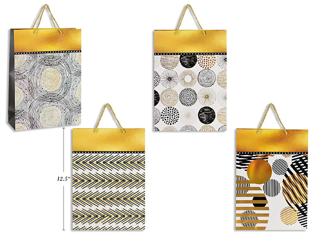 Paper Gift Bag with Gold Accent 10.25x12.6x3.9in VRT