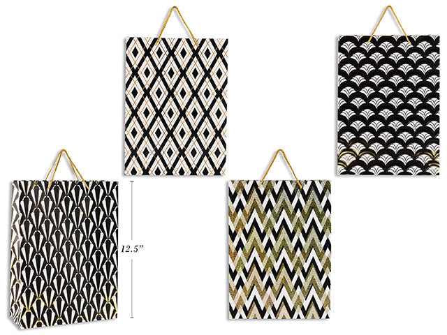 Paper Gift Bag with Gold Accent 12.5x10x4.75in VRT