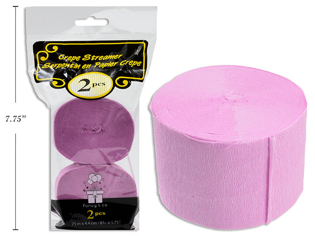 2 Rolls of Crepe Streamer - Lavender 1.75in x 81ft (25m)