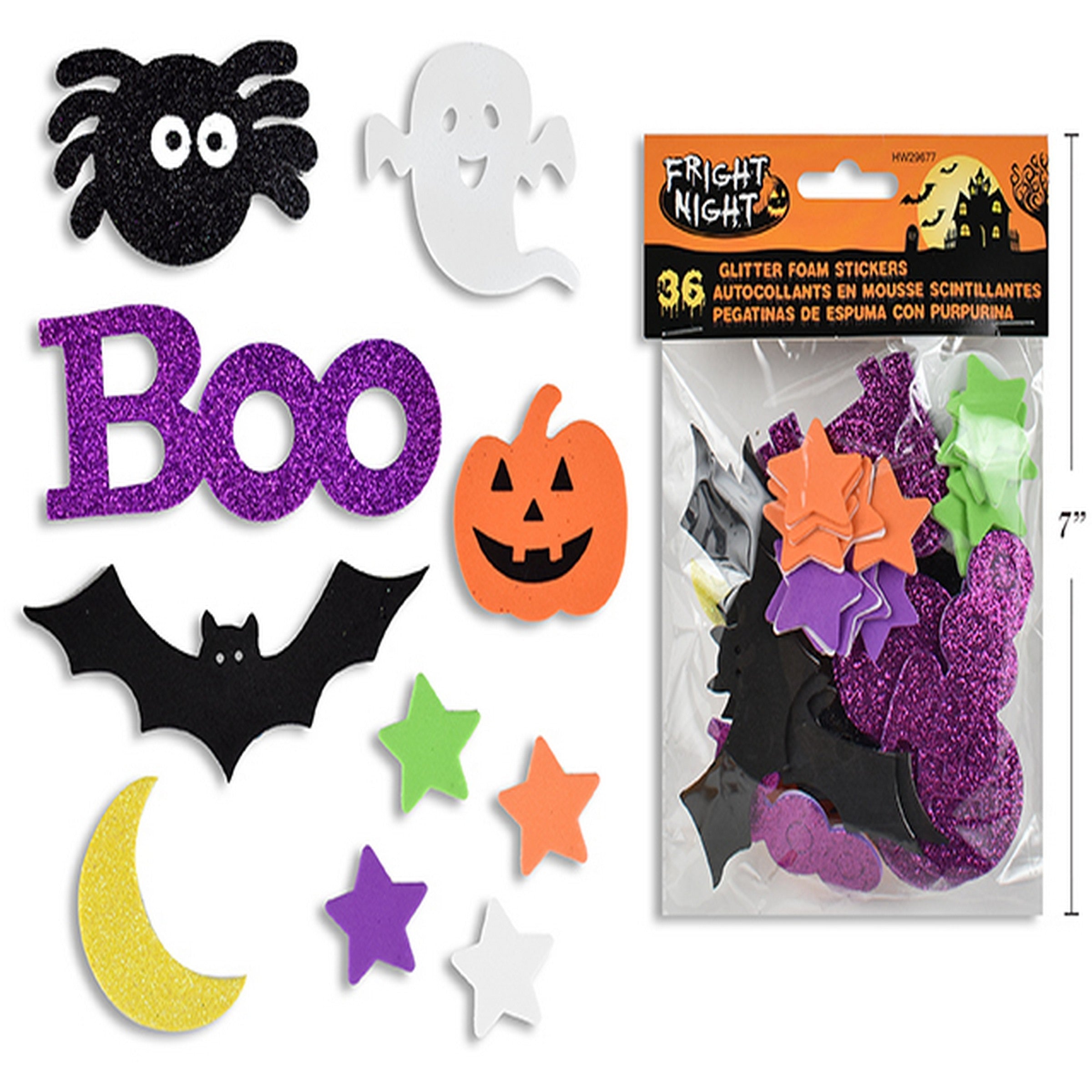 Halloween 36 Glitter Foam Stickers