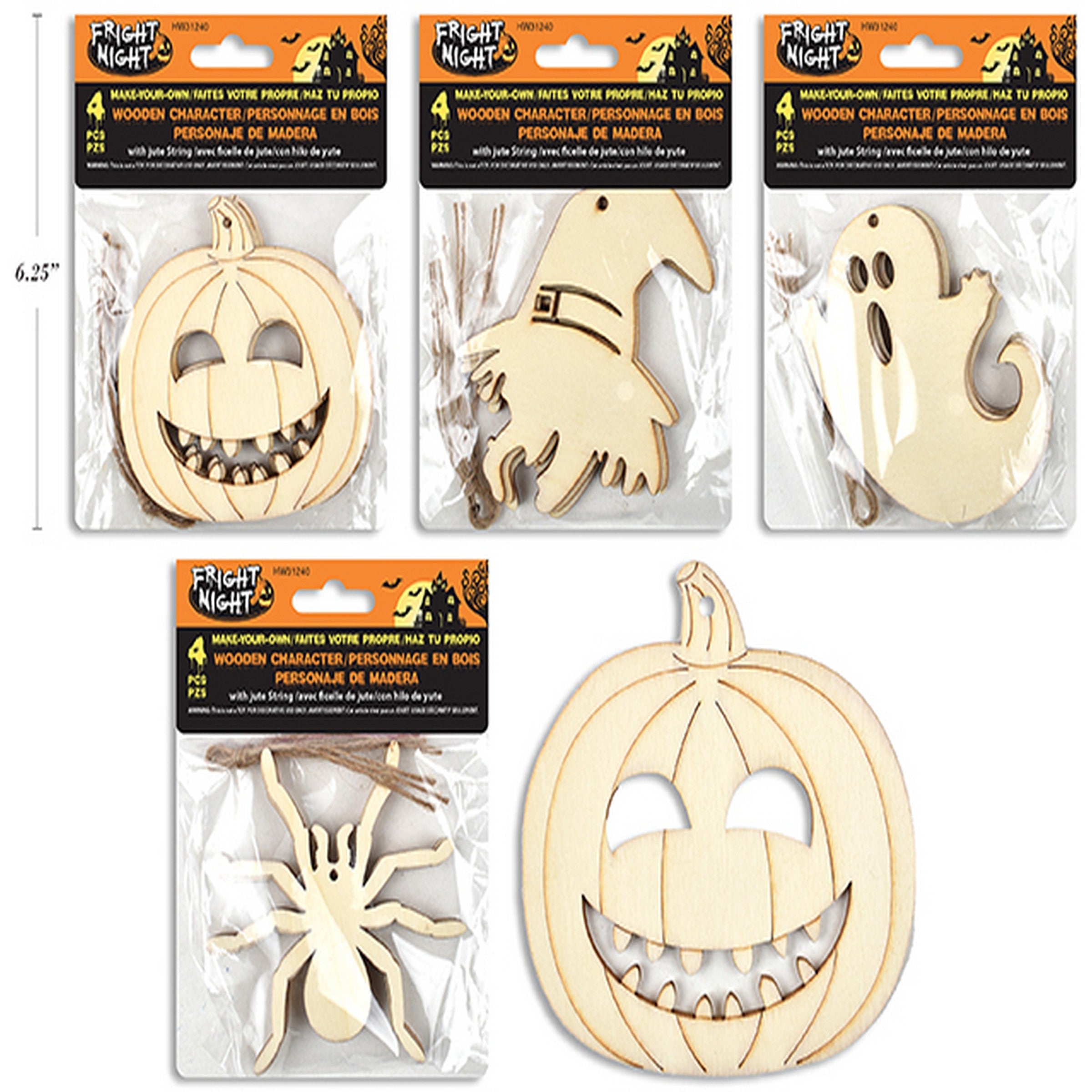Halloween 4 Decor Your Own Wooden Character with Jute String  VRT
