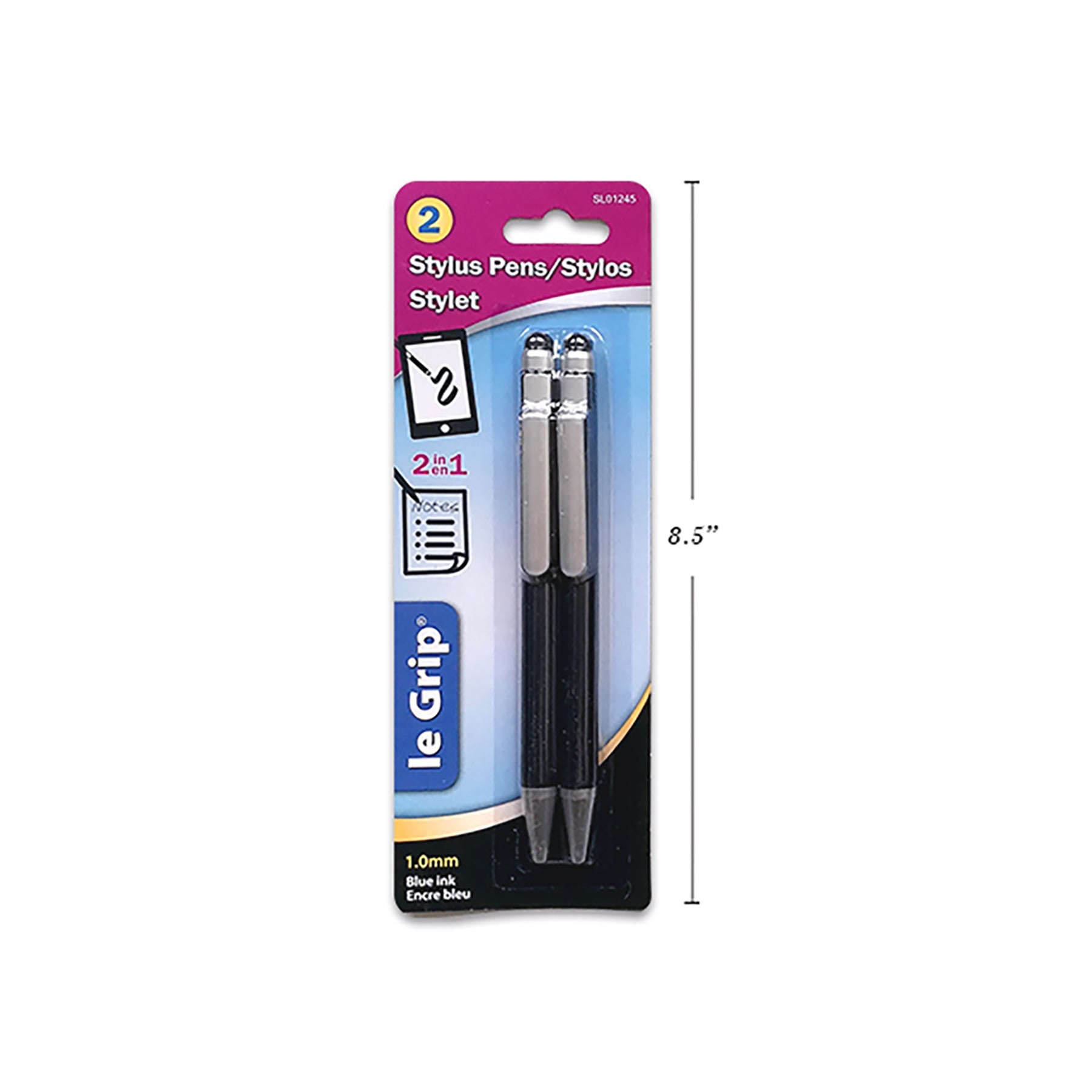 Le Grip 2 Stylus Pens Retractable Blue Ink 1.0mm
