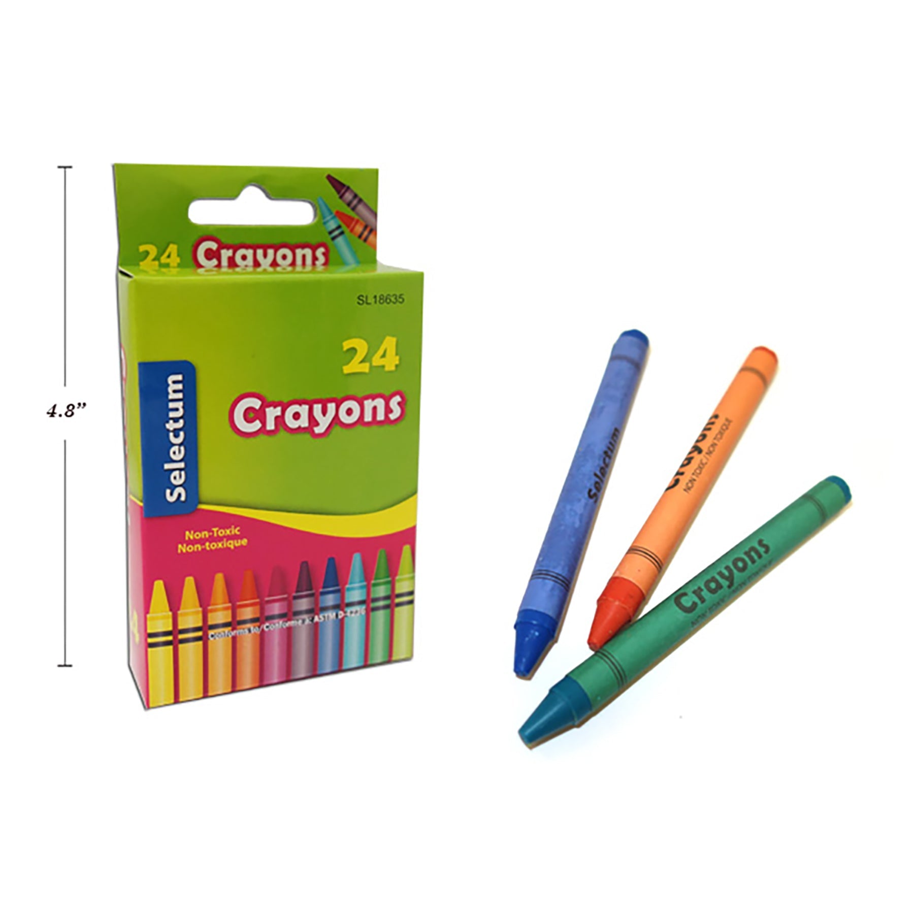 Selectum 24 Wax Crayons Non-Toxic 3.5in