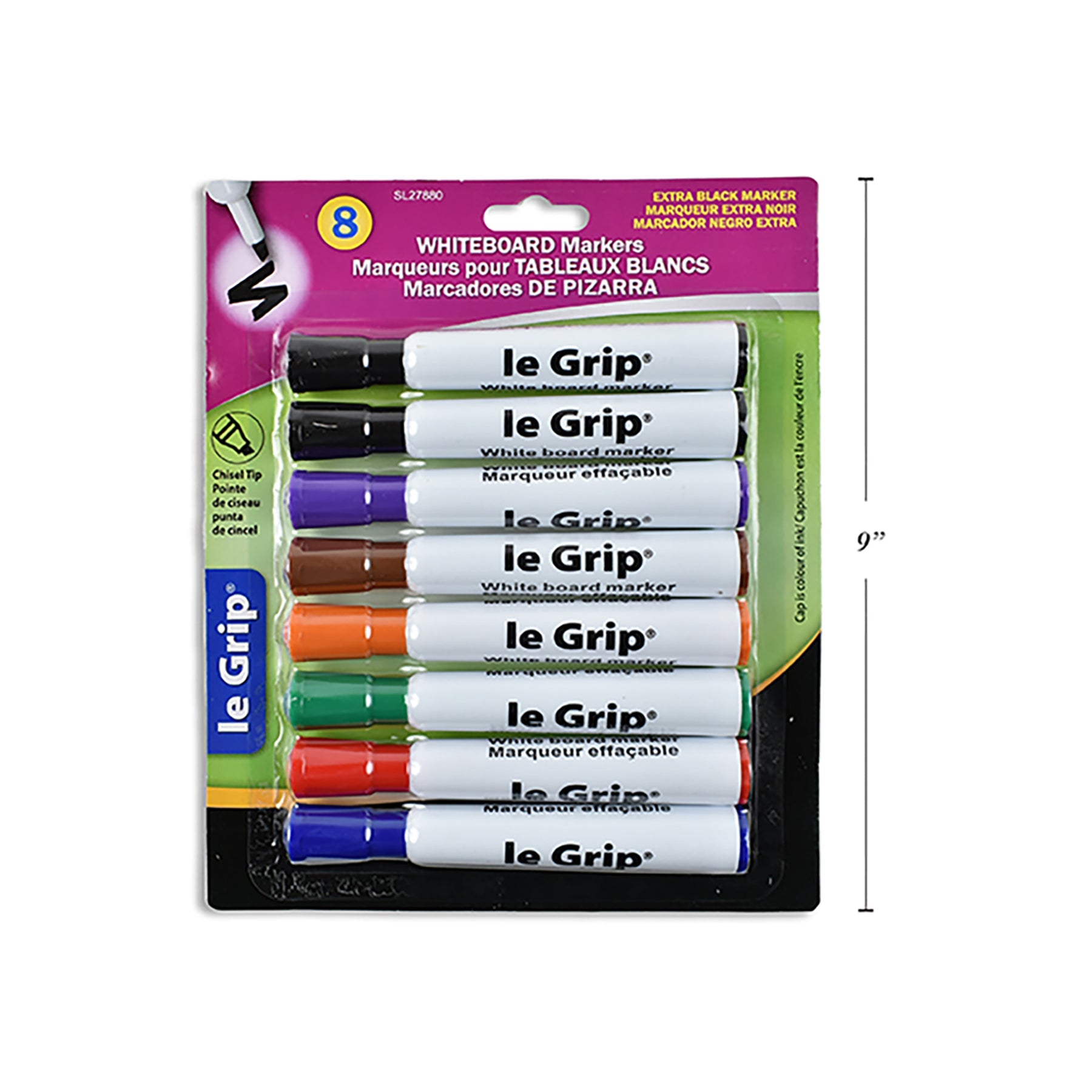 Le Grip 8 Whiteboard Markers Chisel Point