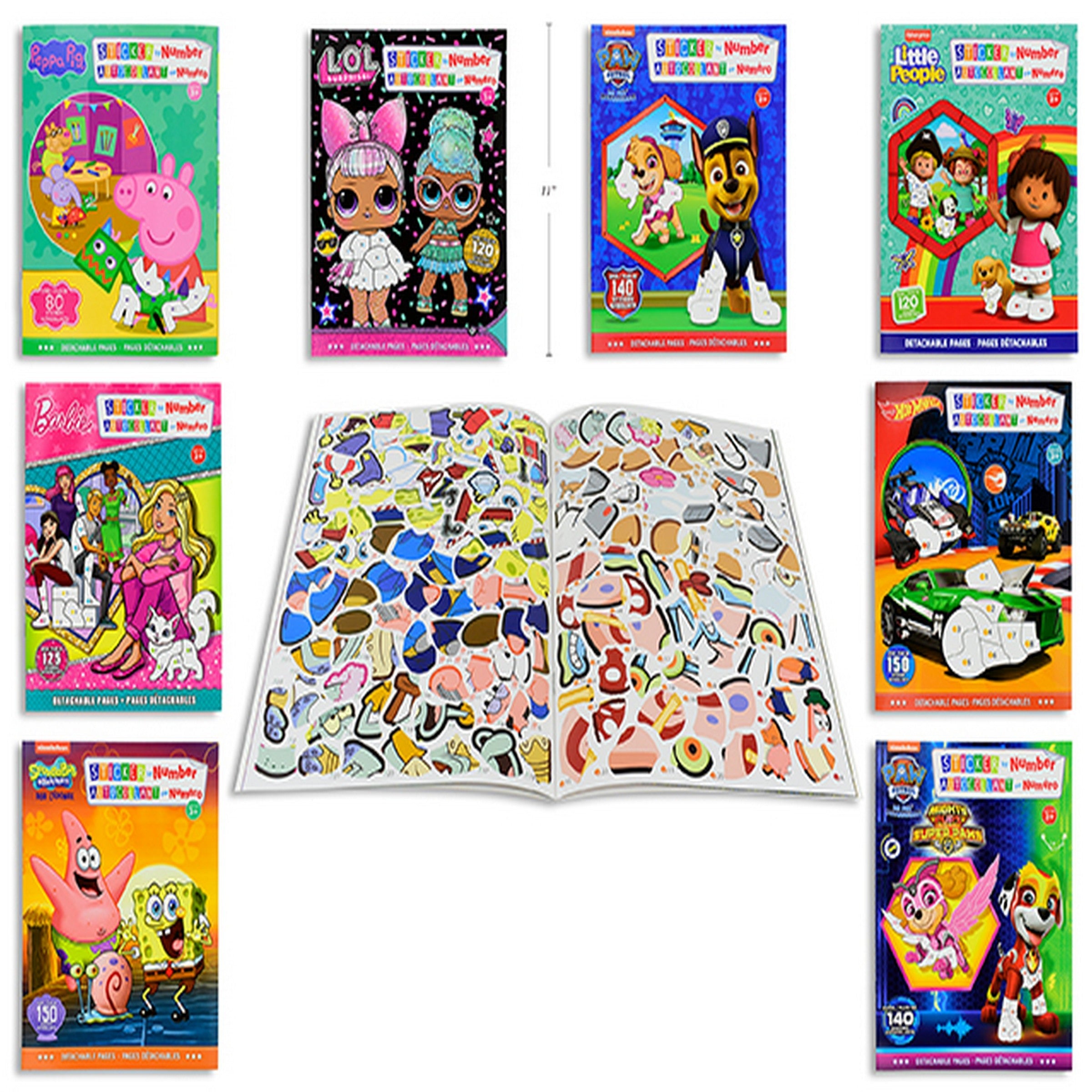 Sticker by Number - 12 Pages Bilingual Text 8.5x11in Age 3+ VRT
