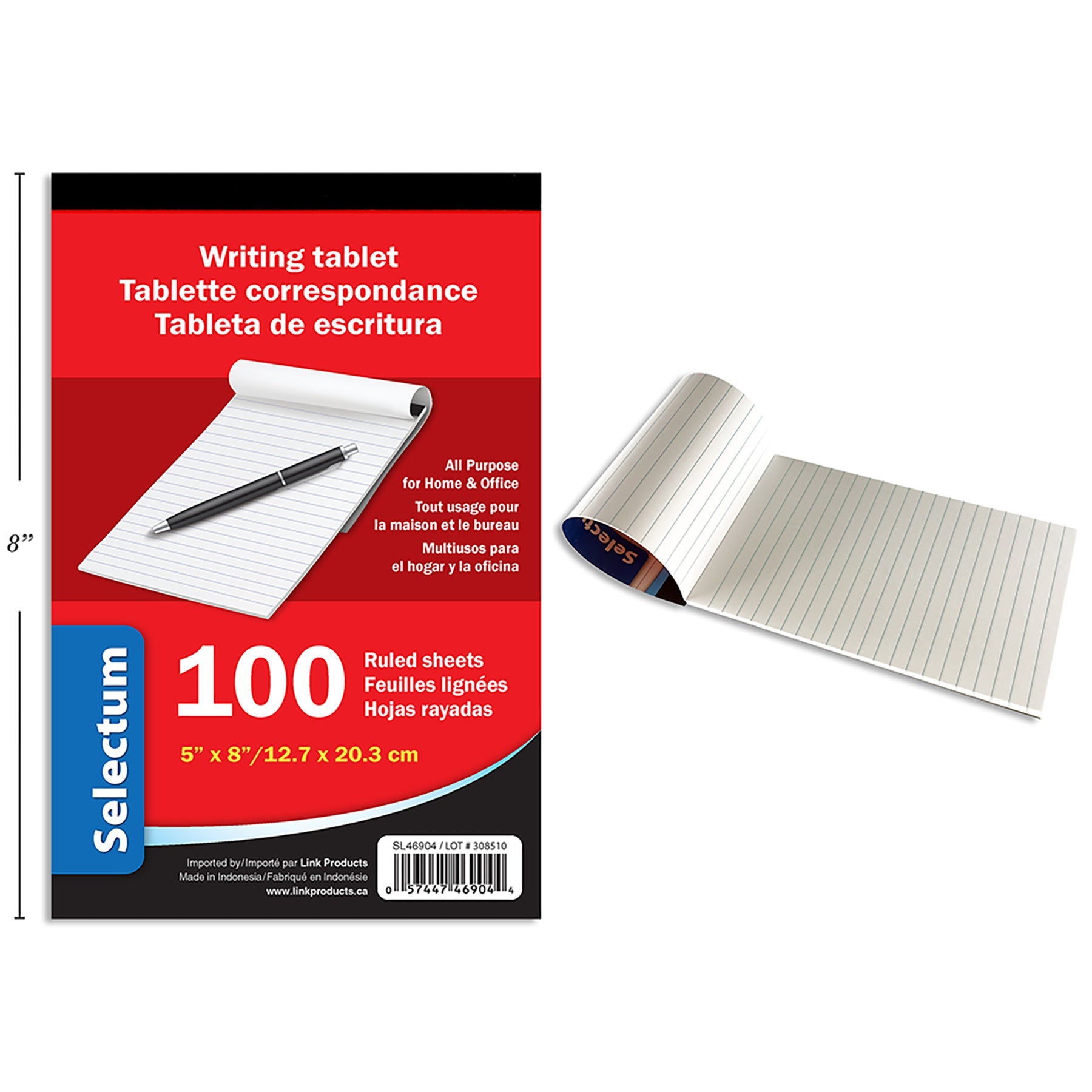 Selectum Writing Tablet 100 Ruled Sheets 5x8in