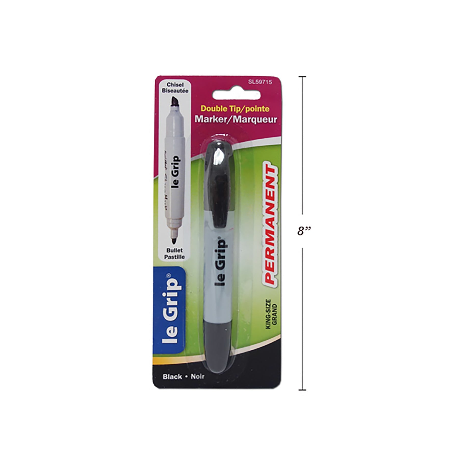 Le Grip Permament Marker Double Tip Black Ink King Size 6in