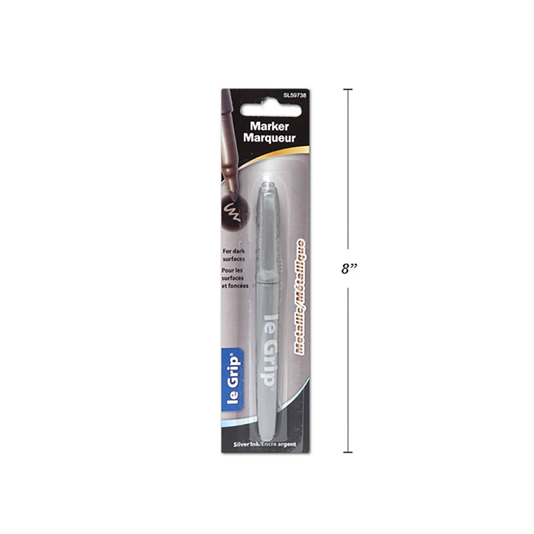 Le Grip Marker Metallic Silver Ink Bullet Point