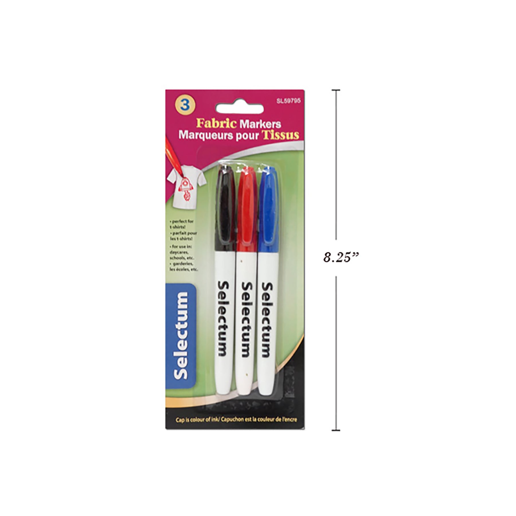 Selectum 3 Fabric Markers Bullet Point Black, Red, Blue Ink