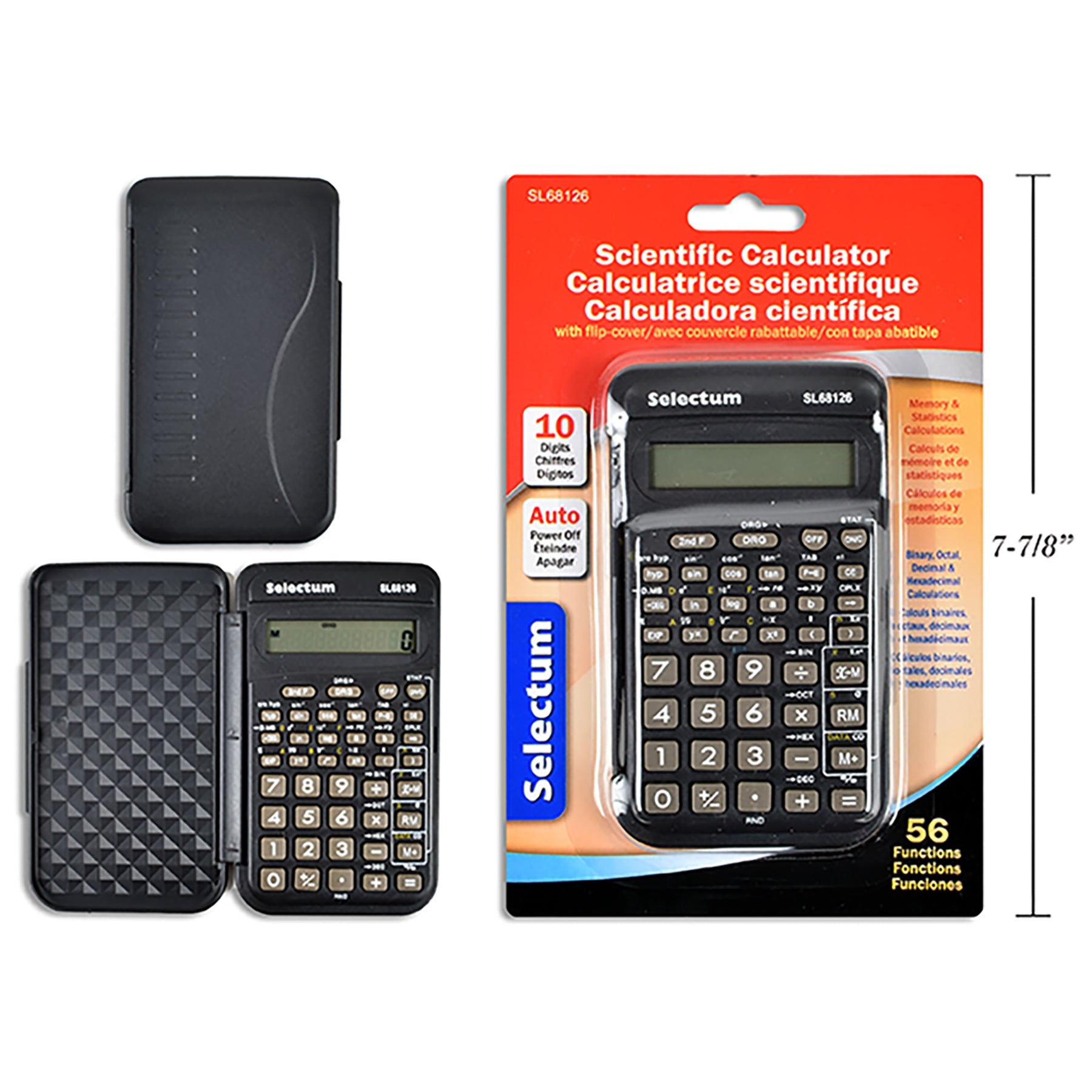 Selectum Scientific Calculator with Flip Cover Battery LR1130 Included 5x2.75in