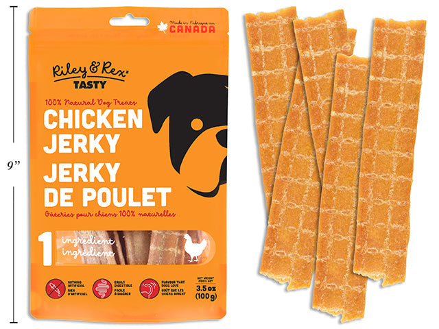 Riley & Rex Tasty Chicken Jerky 100% Natural Dog Treats 100g
