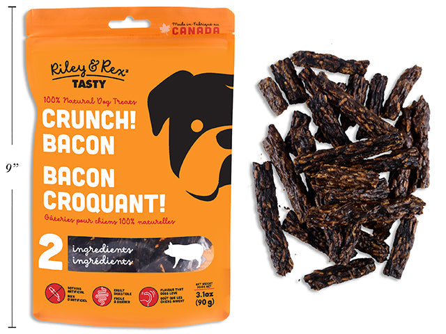 Riley & Rex Tasty Crunch! Bacon 100% Natural Dog Treats 90g