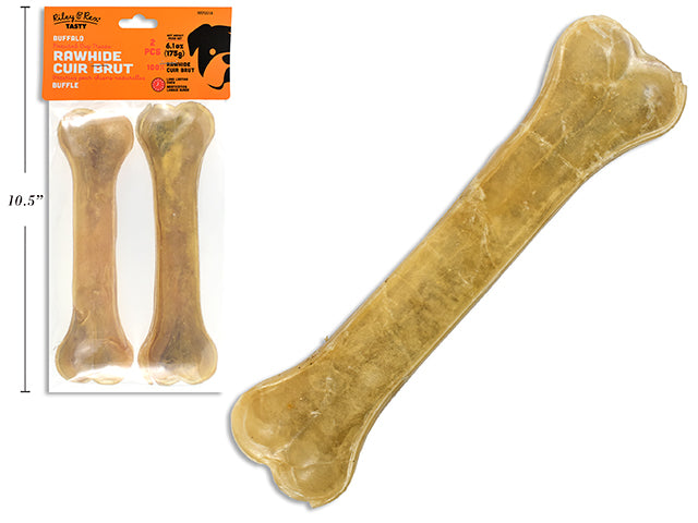 Riley & Rex Tasty 2 Buffalo Rawhide Bones - Natural Dog Treats 6.5in 175g
