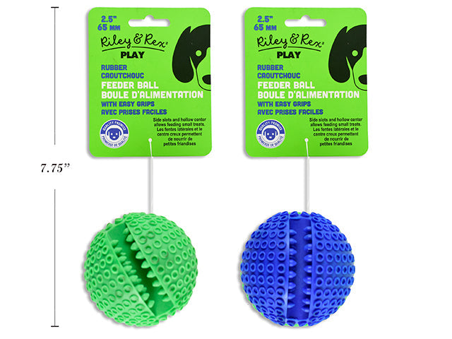 Riley & Rex Play Dog Toy - Rubber Feeder Ball 2.5in (65mm) VRT