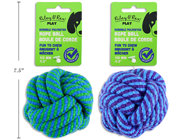 Riley & Rex Play Dog Toy - Rope Ball 4.3in (110mm) VRT