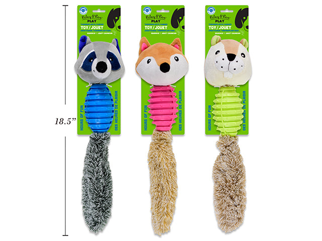 Riley & Rex Play Dog Toy - Squeaking Animal - Fur and Rubber 14.5in VRT