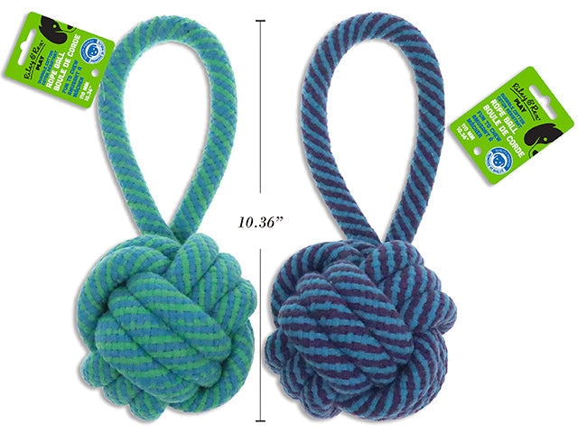 Riley & Rex Play Dog Toy - Rope Ball with Handle 11in long 5in ball VRT