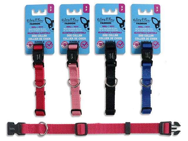 Riley & Rex Fashion Small Adjustable Dog Collar - 100% Polyester - Neck Size 10 to 14in VRT