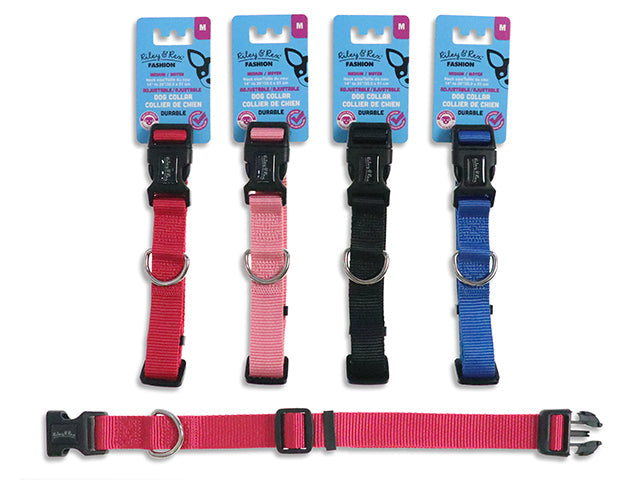 Riley & Rex Fashion Medium Adjustable Dog Collar - 100% Polyester - Neck Size 14 to 20in VRT