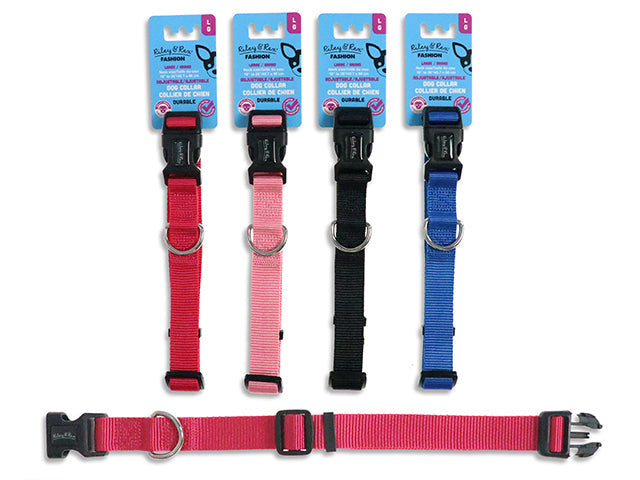 Riley & Rex Fashion Large Adjustable Dog Collar - 100% Polyester - Neck Size 18 to 26in VRT