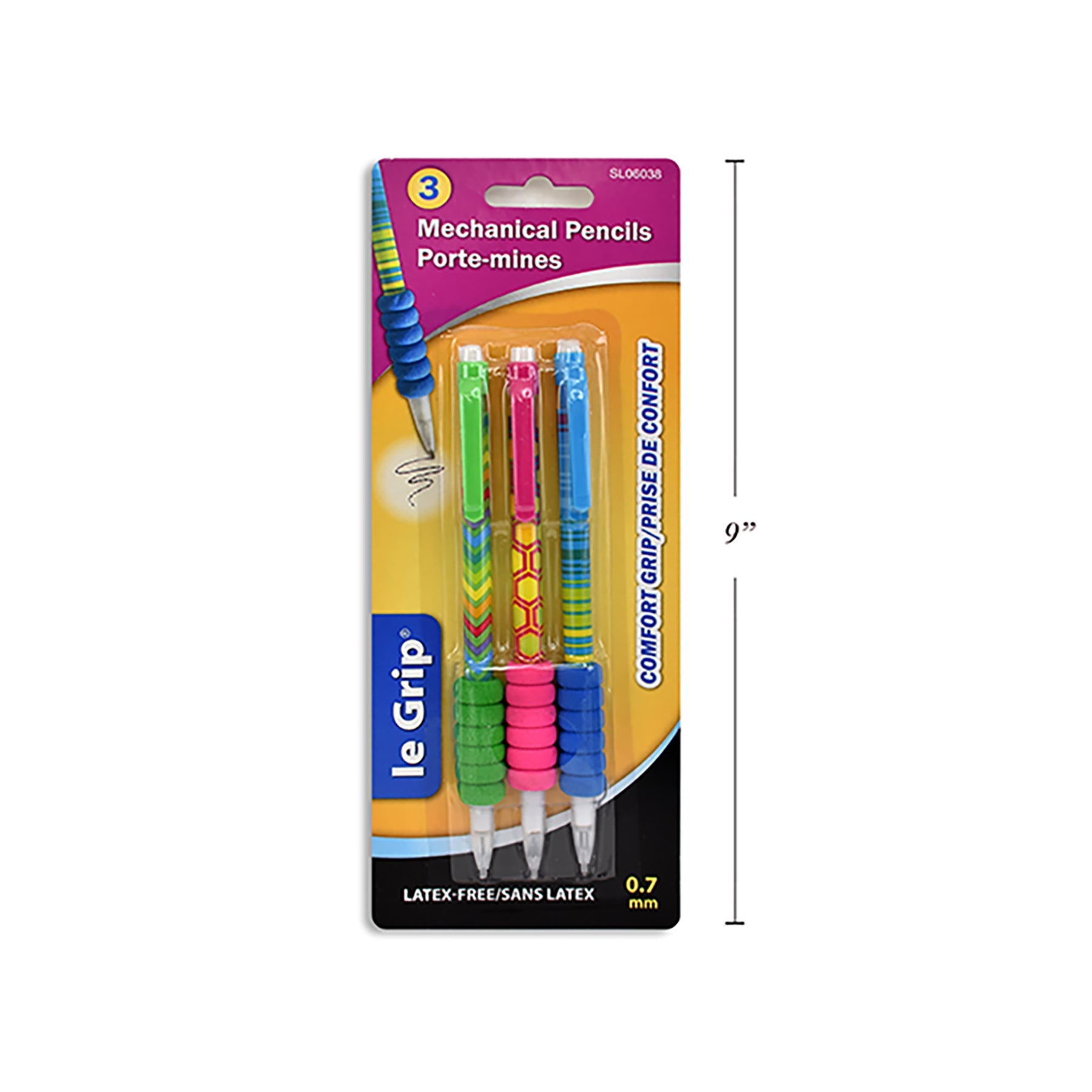 Le Grip 3 Mechanical Pencils with Latex Free Eraser 0.7mm