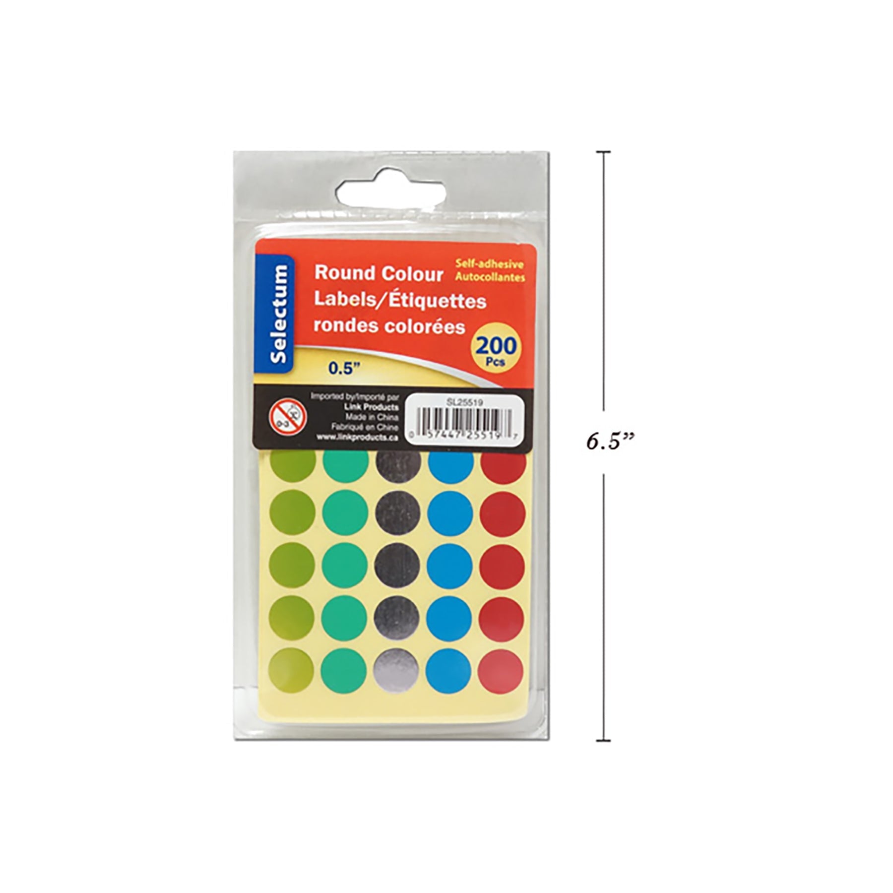 Selectum 200 Labels Round Color 0.5in each