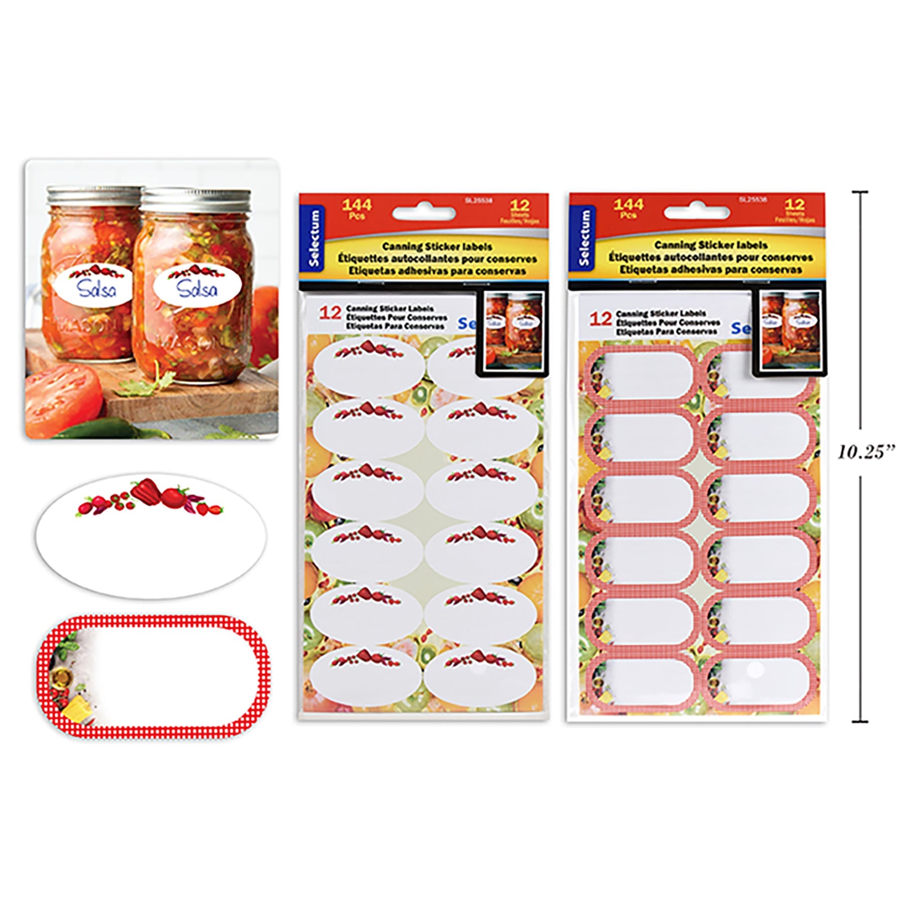 Selectum 144 Canning Mason Stickers Oval Shape 2.1in each