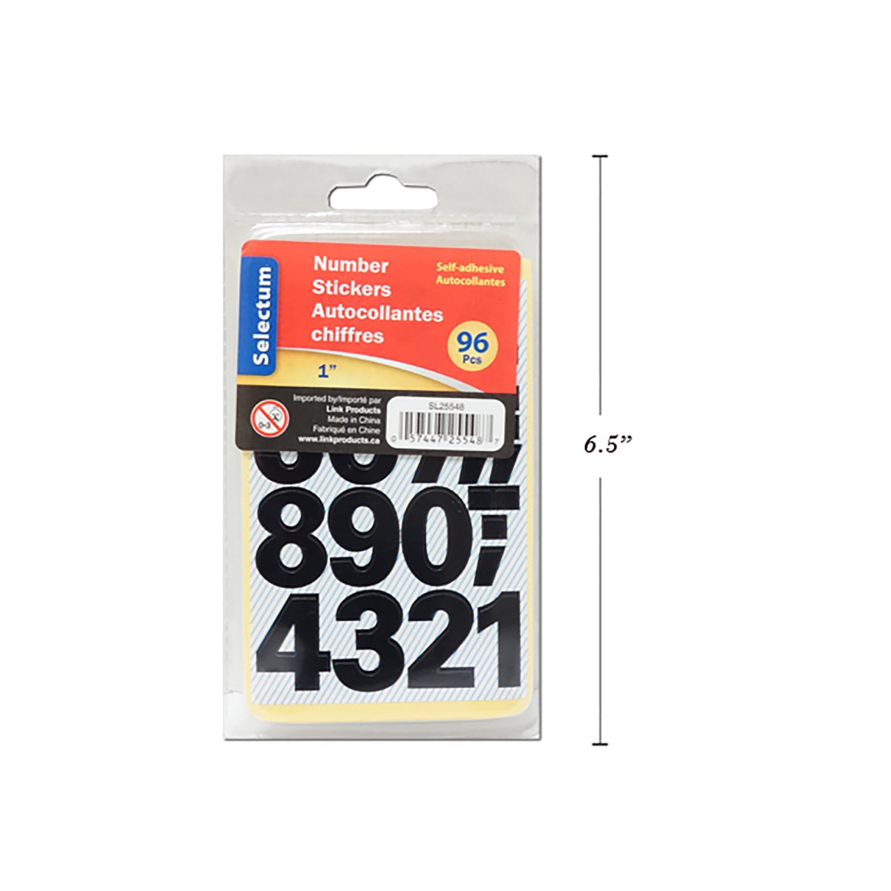 Selectum 96 Number Stickers Black 1in each