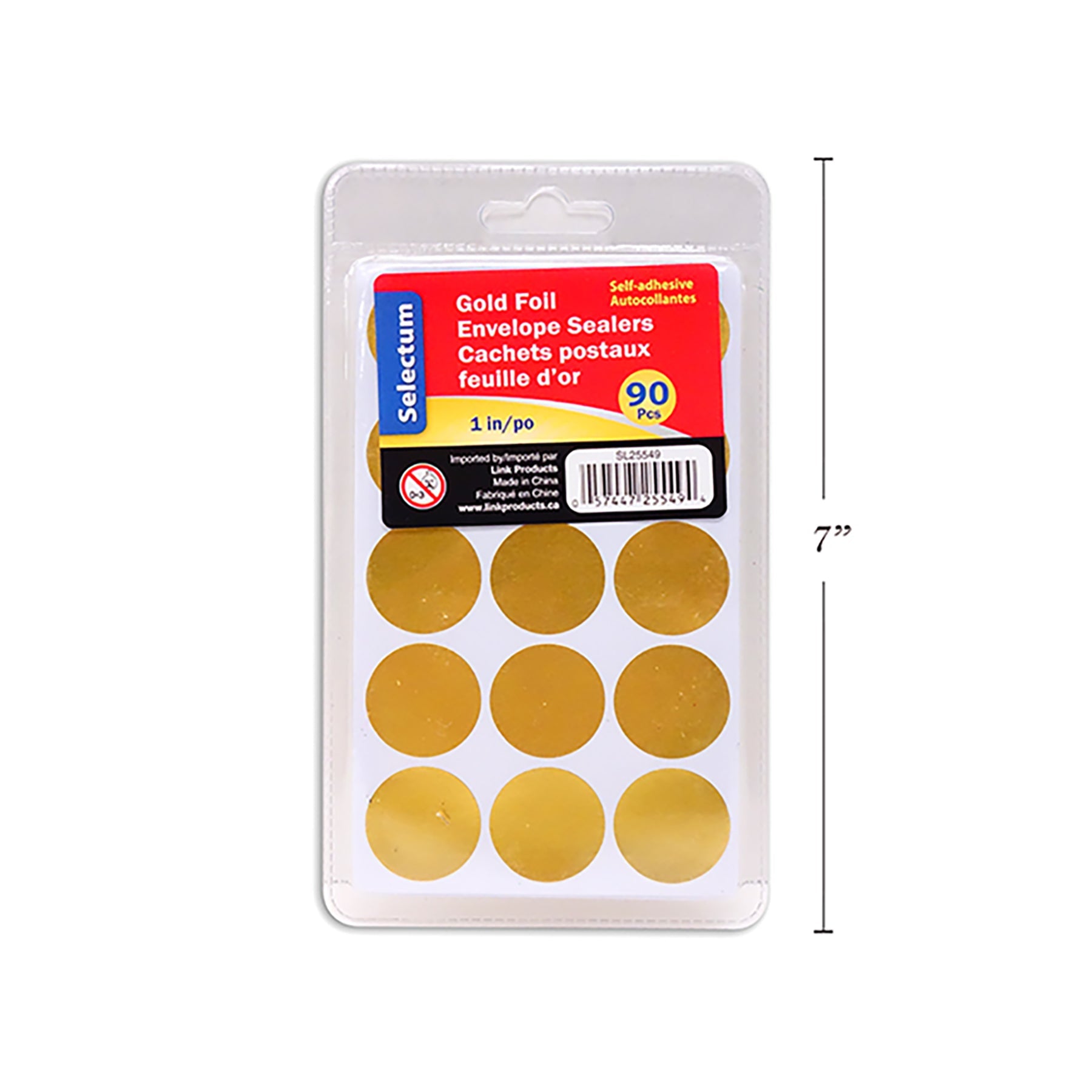 Selectum 90 Stickers Gold Color Foil Round 1in each