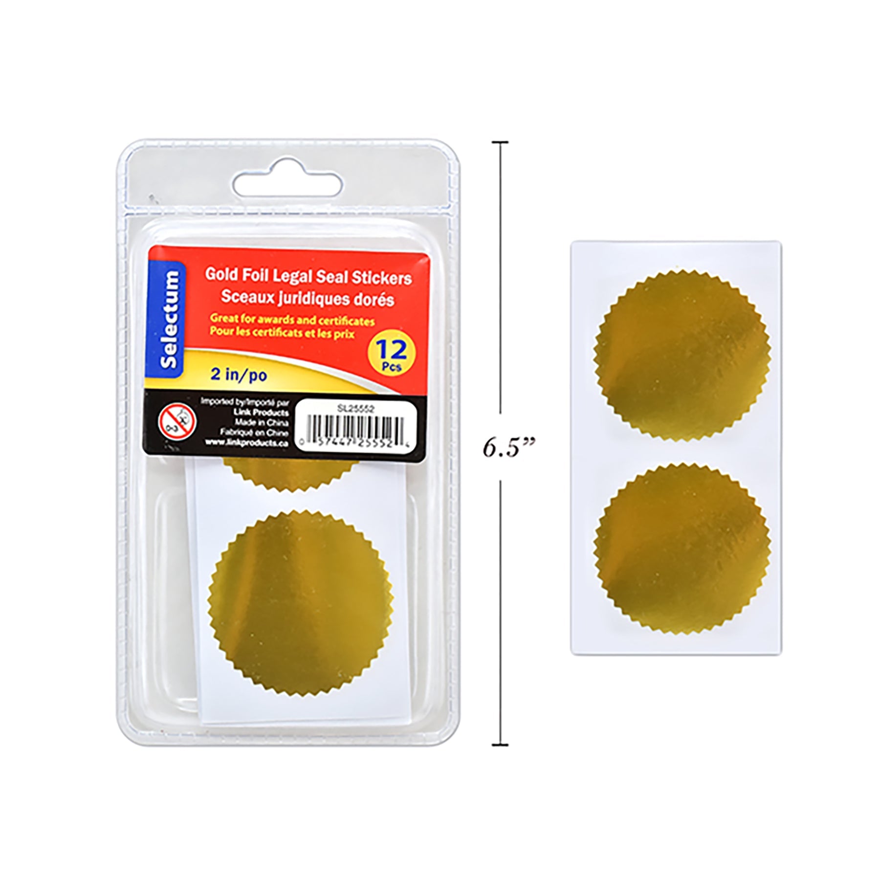 Selectum 12 Legal Seal Stickers Self-Adhesive Gold Foil 2in each