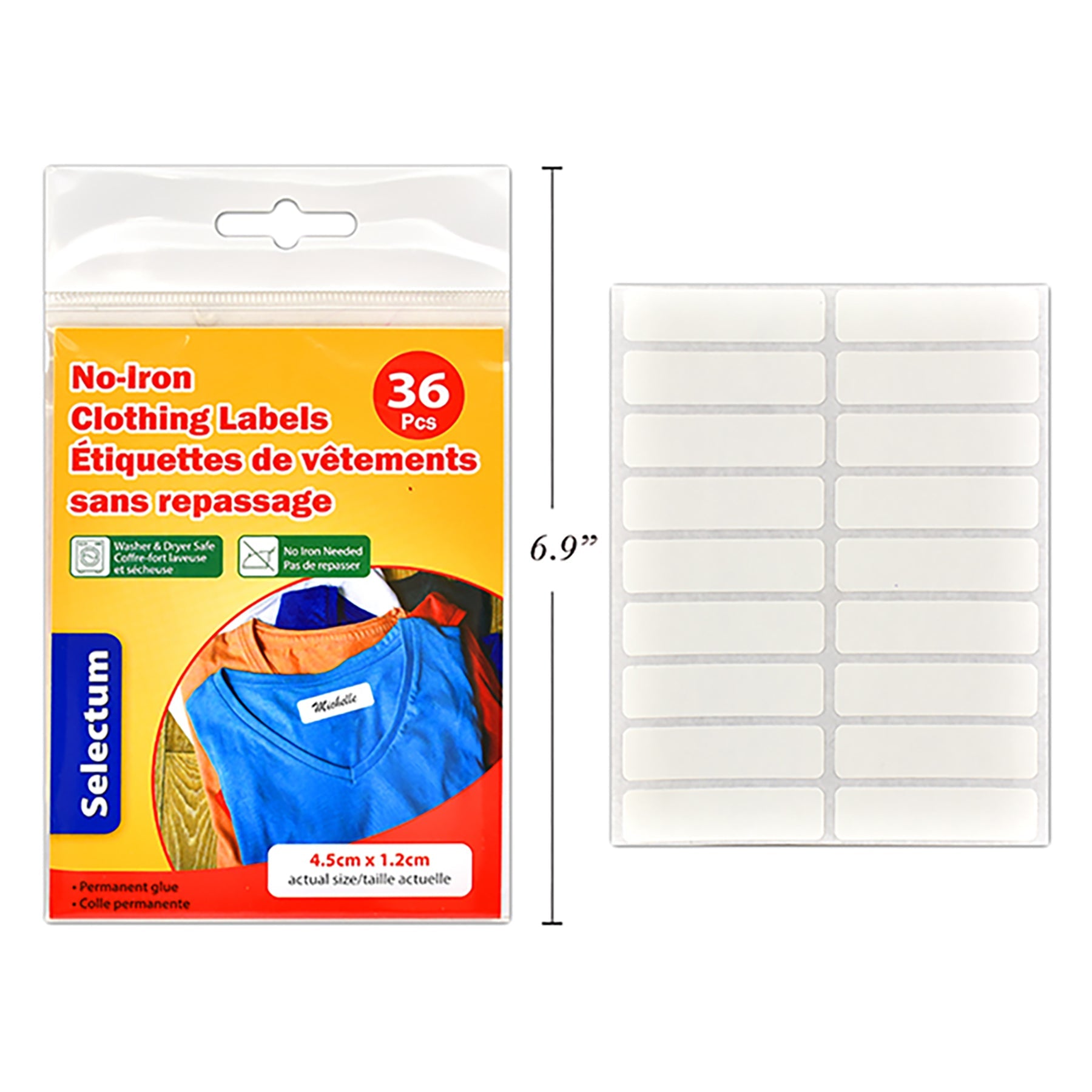 Selectum 36 Clothing Labels White No-Iron 1.77x.5in
