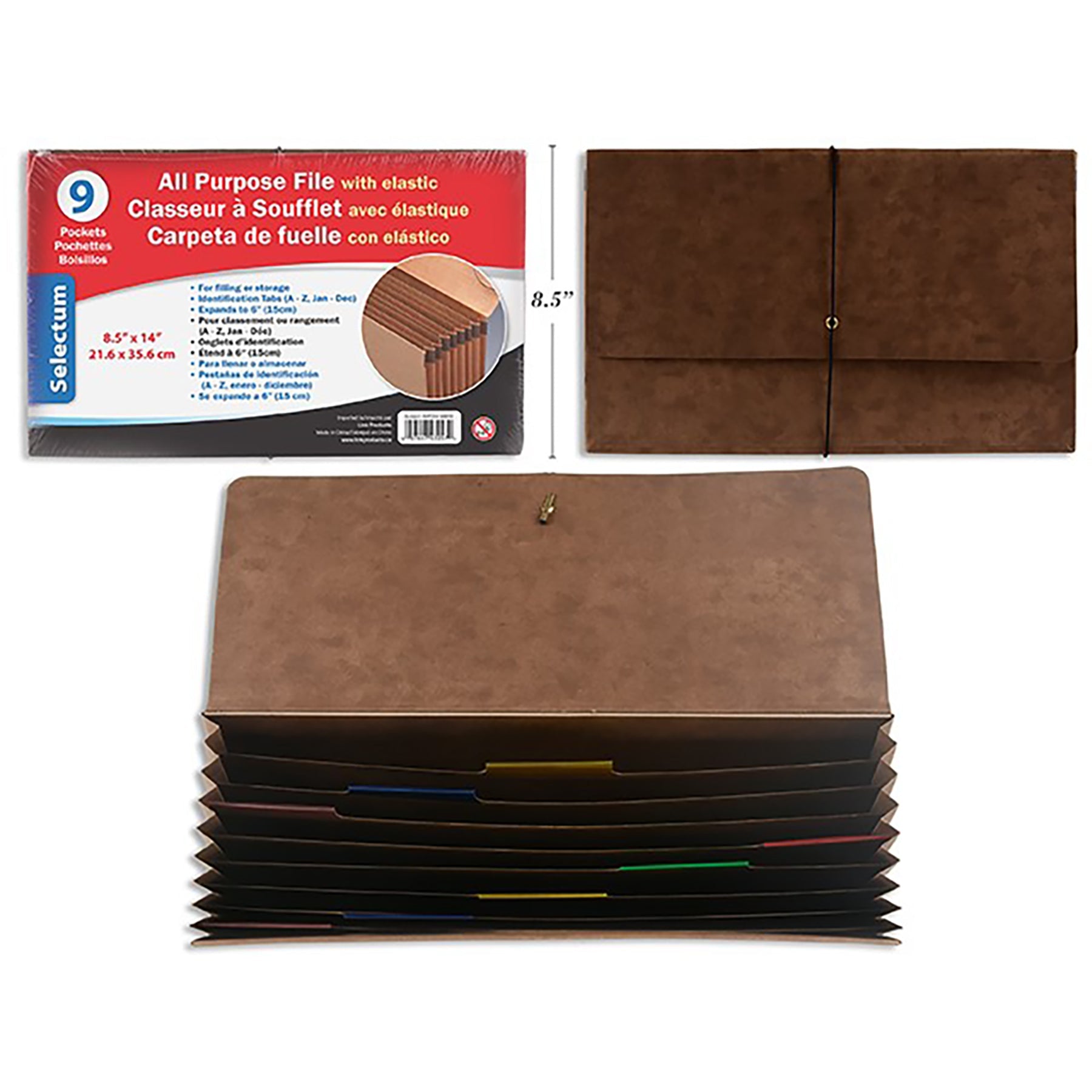 Selectum All Purpose File with Elastic - 9 Pockets 8.5x14in
