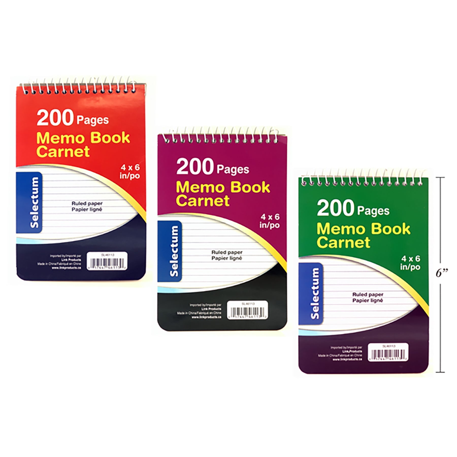 Selectum Notebook 200 Ruled Pages Top Coil 4x6in