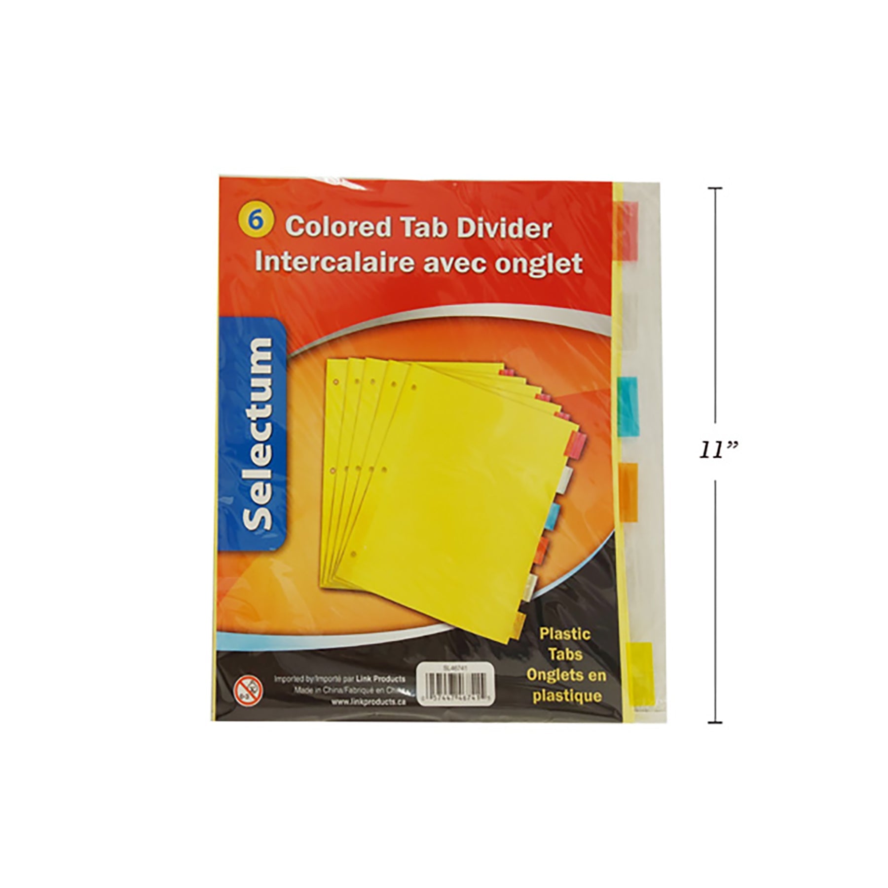 Selectum 6 Colored Tab Dividers Paper 9x11in