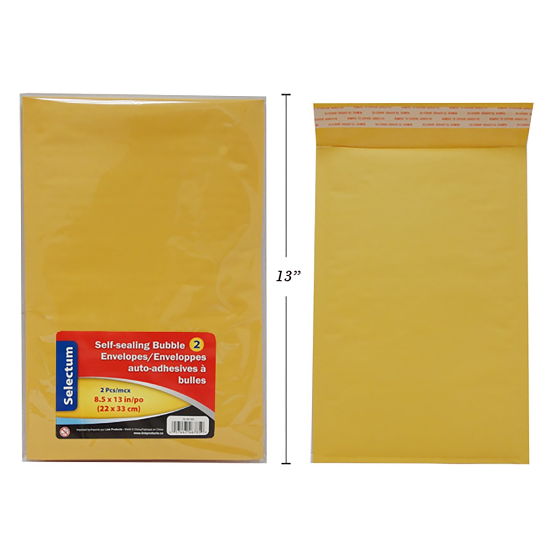 Selectum 2 Bubble Envelopes Self-Sealing 8.5x13in