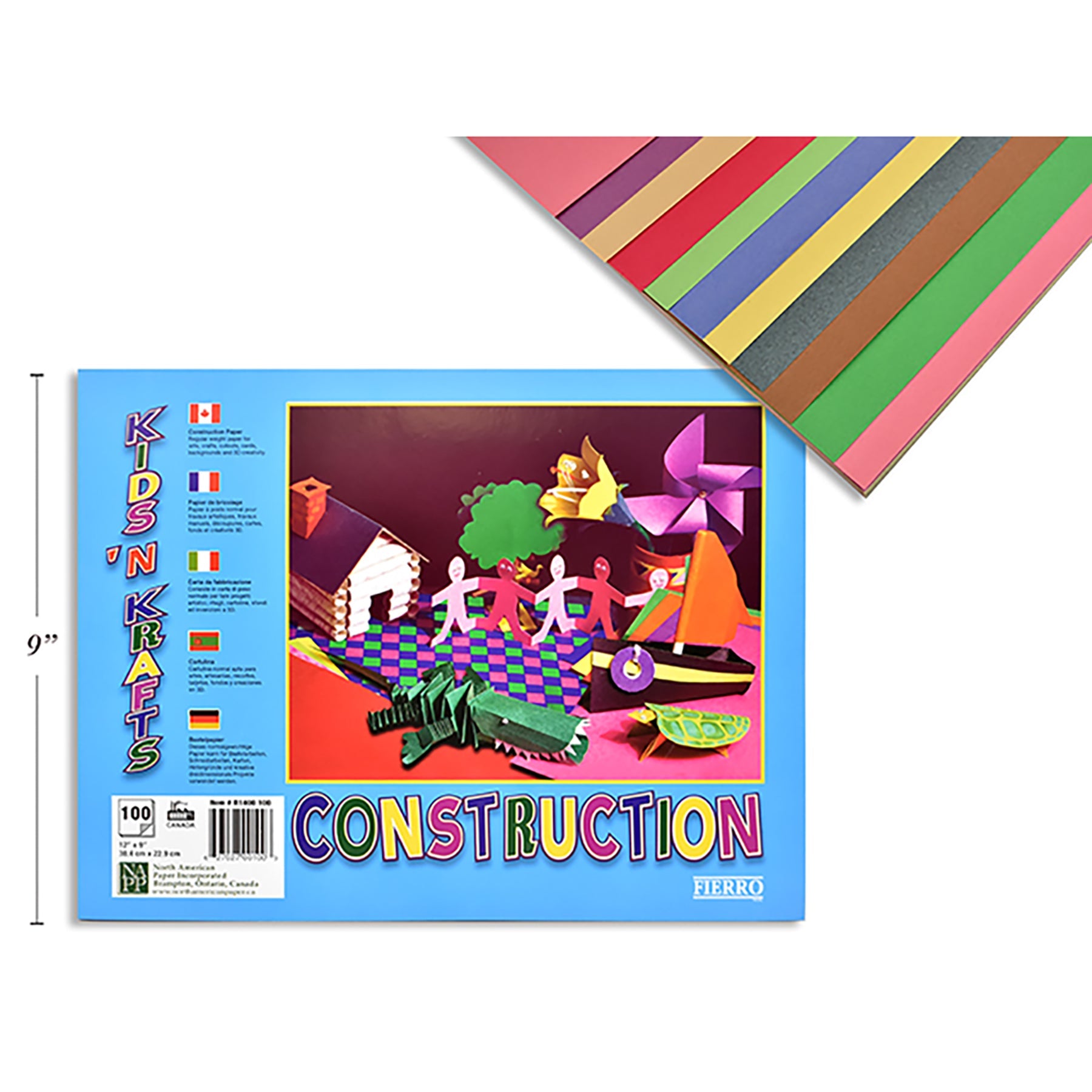 100 Sheets Construction Paper 12x9in