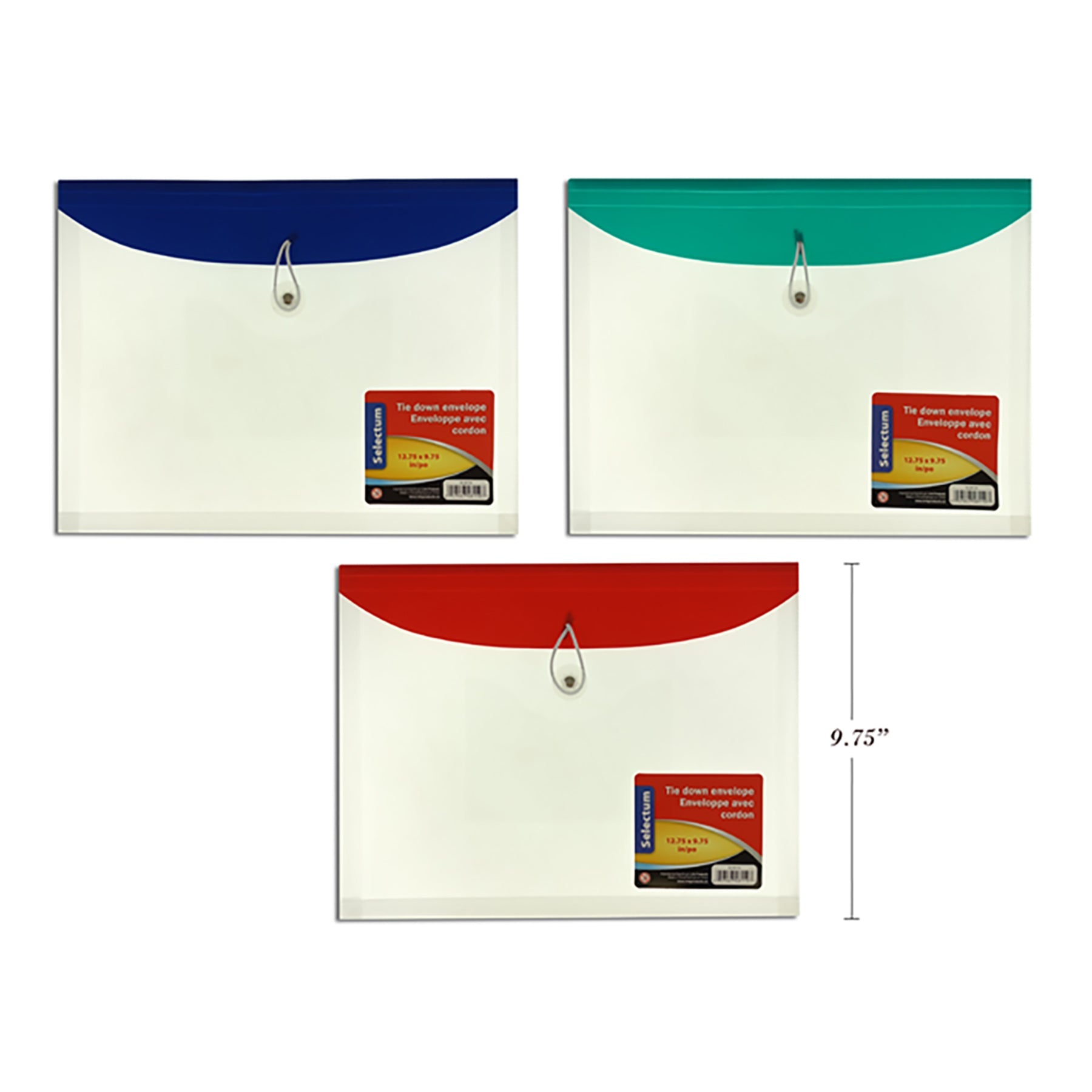 Selectum Envelope with Elastic String Closure Plastic 12.75x9.75in