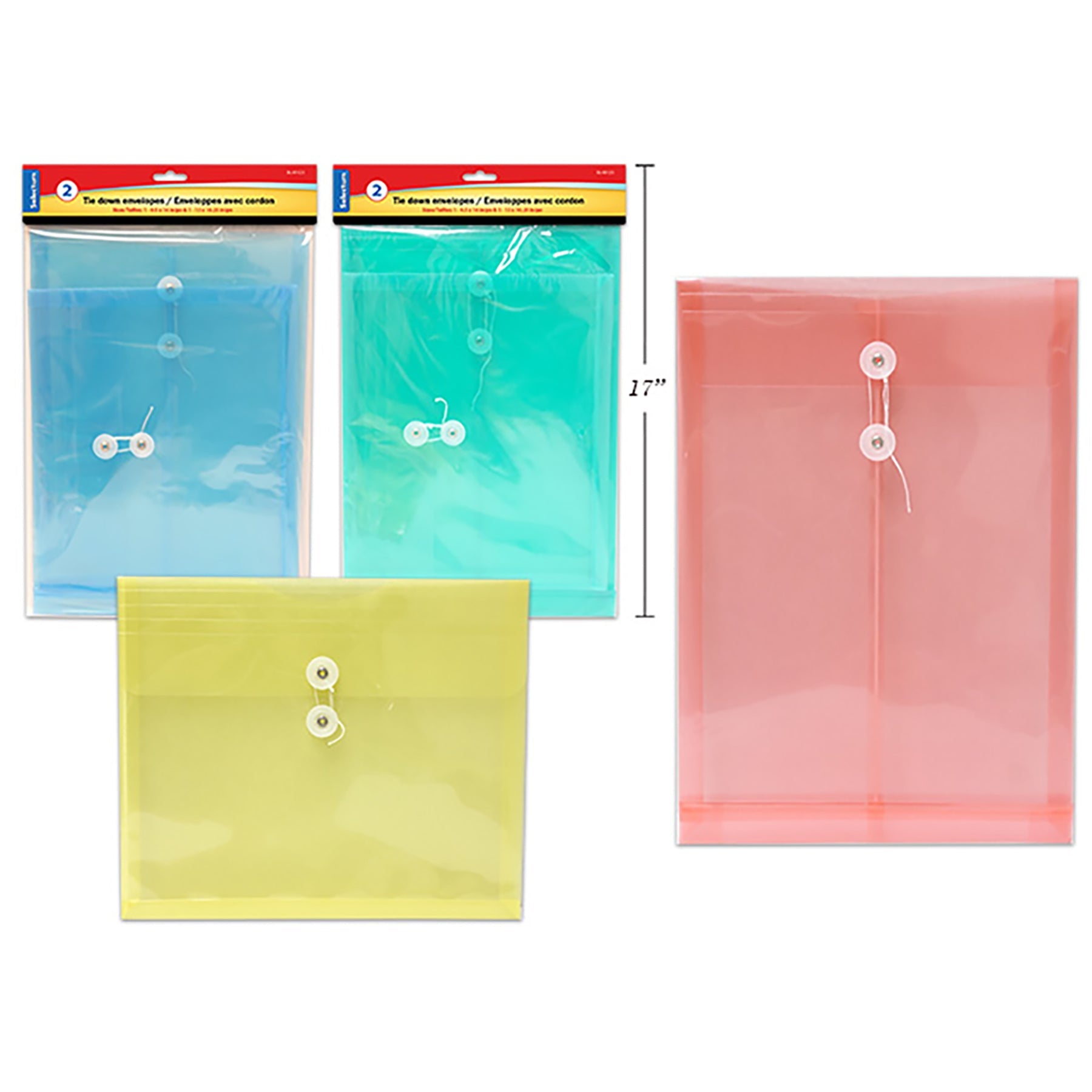 Selectum 2 Envelopes Plastic with String Ties 10.25L x 14in H & 11.75L x 9.25in