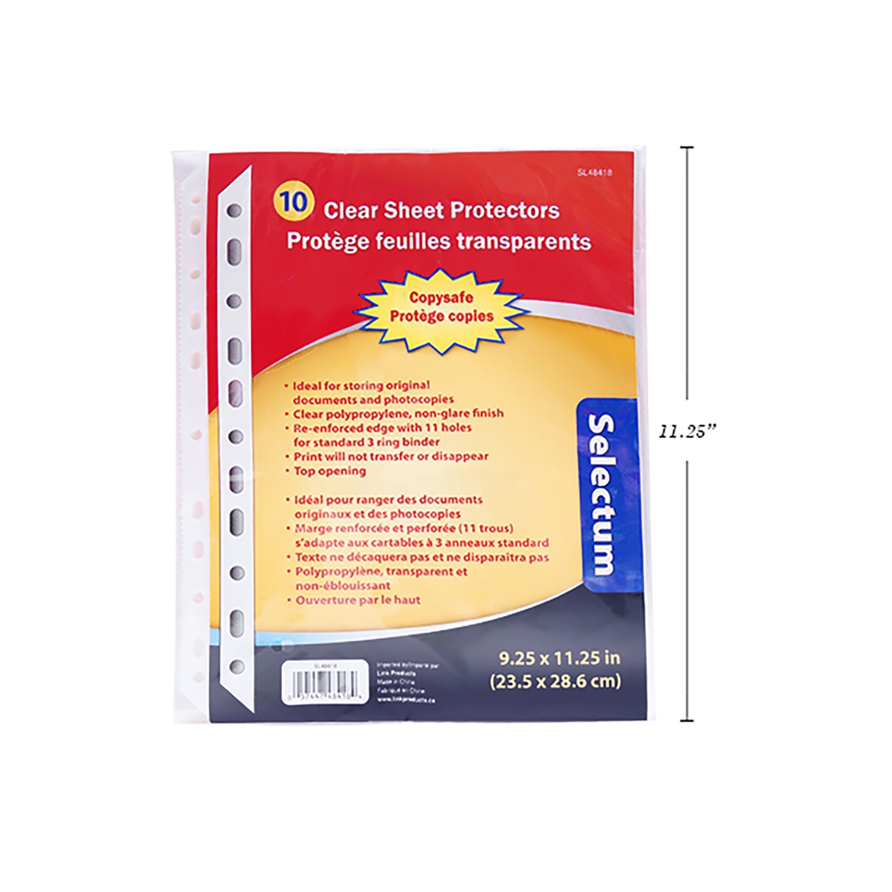 Selectum 10 Page Protectors Clear Plastic 9.25x11.25in