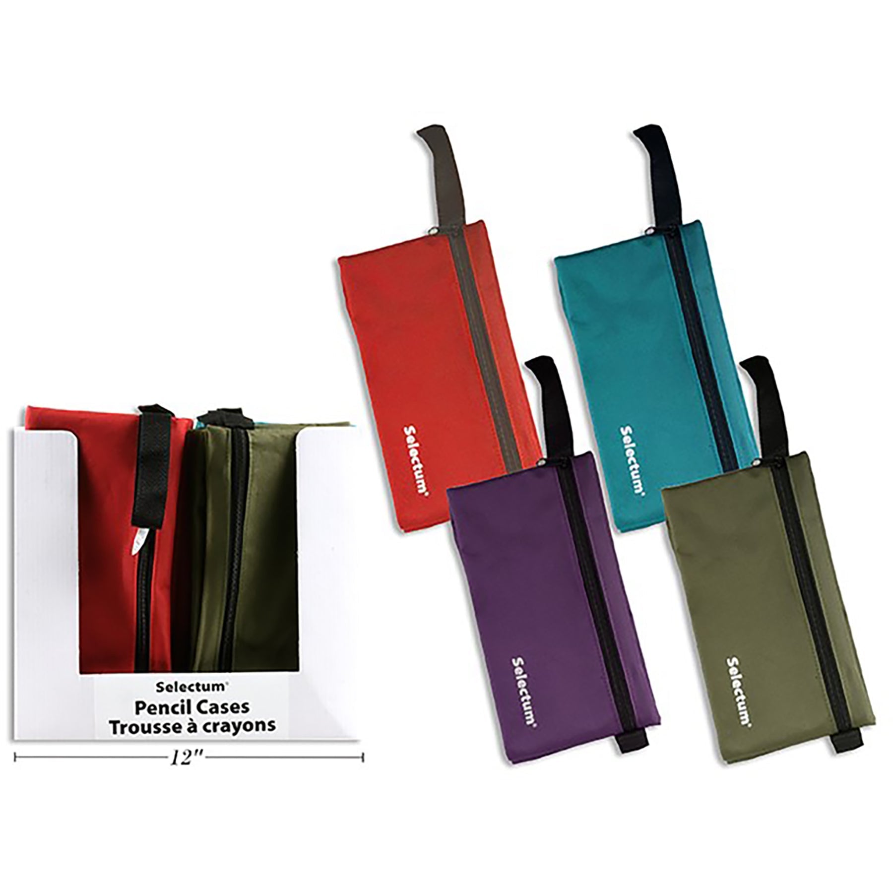 Selectum Pencil Case with Zipper - 2 Separate Compartments 10.5x5.75in