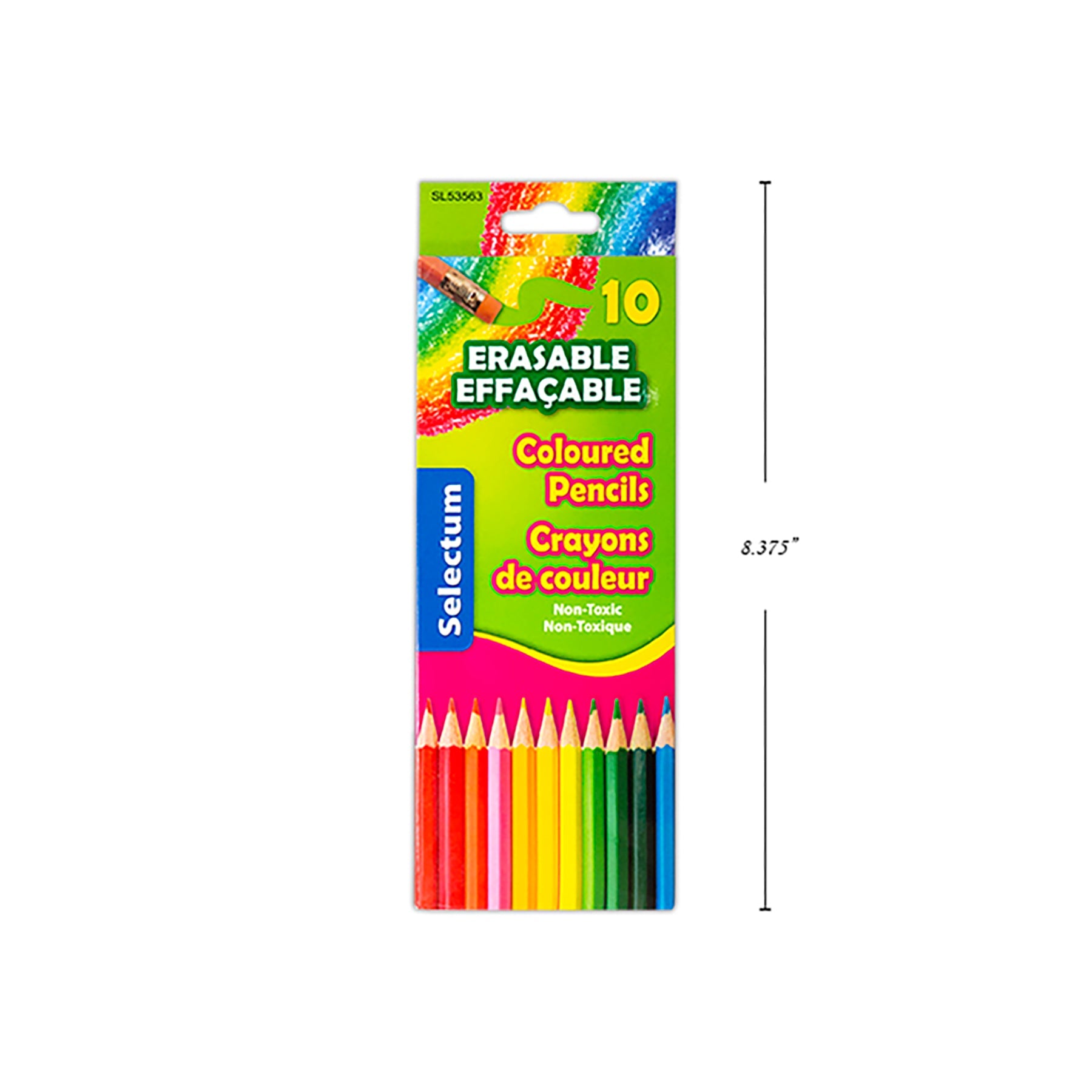 Selectum 10 Colored Pencils Erasable Color Eraser Top