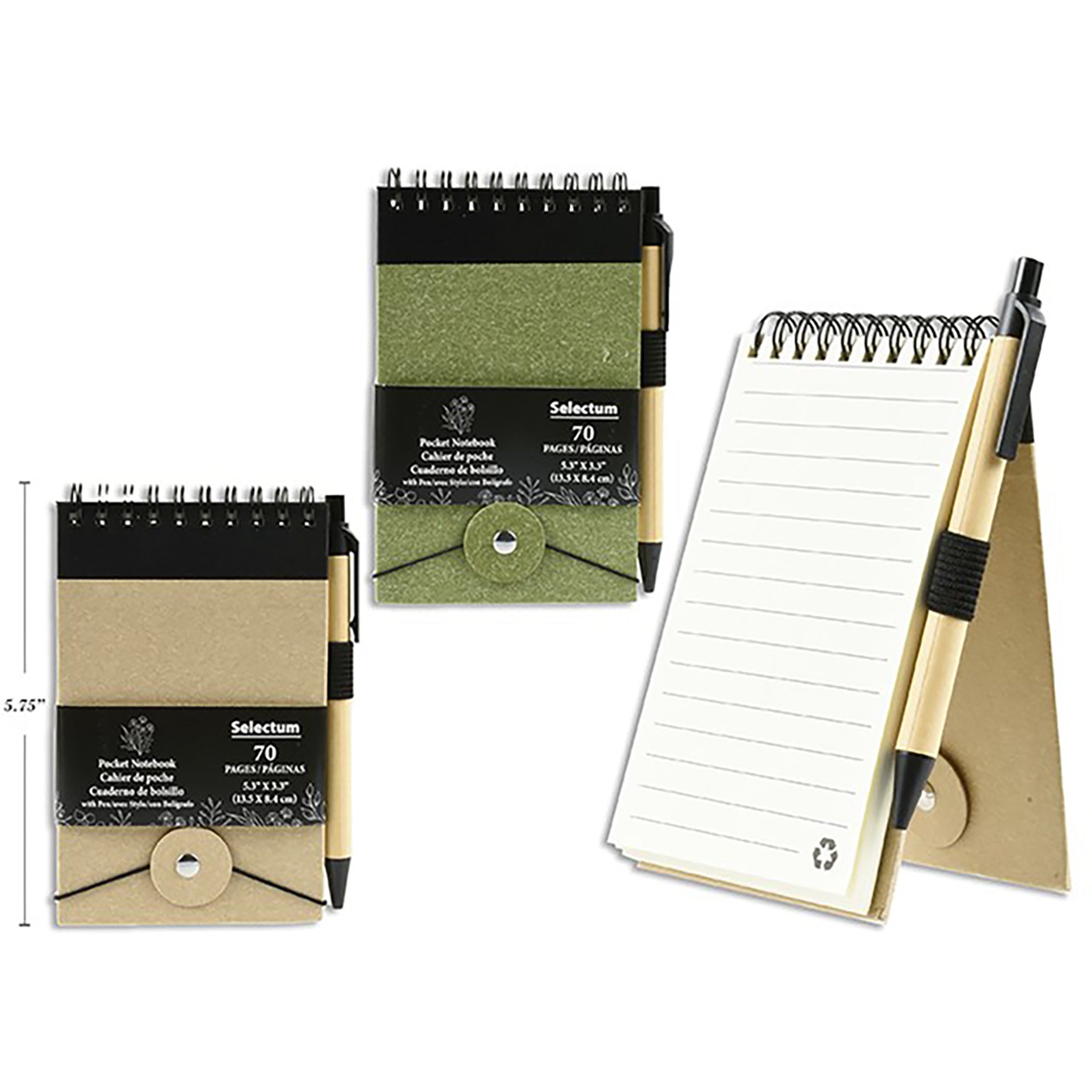 Selectum Pocket Notebook with Pen and Elastic Closure 70 Ruled Sheets 5.3x3.3in