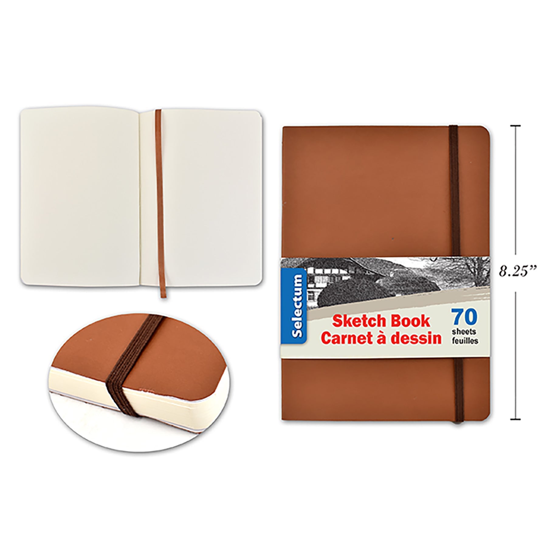 Selectum Sketch Book Imitation Leather Soft Cover 70 Plain Sheets 5.8x8.25in