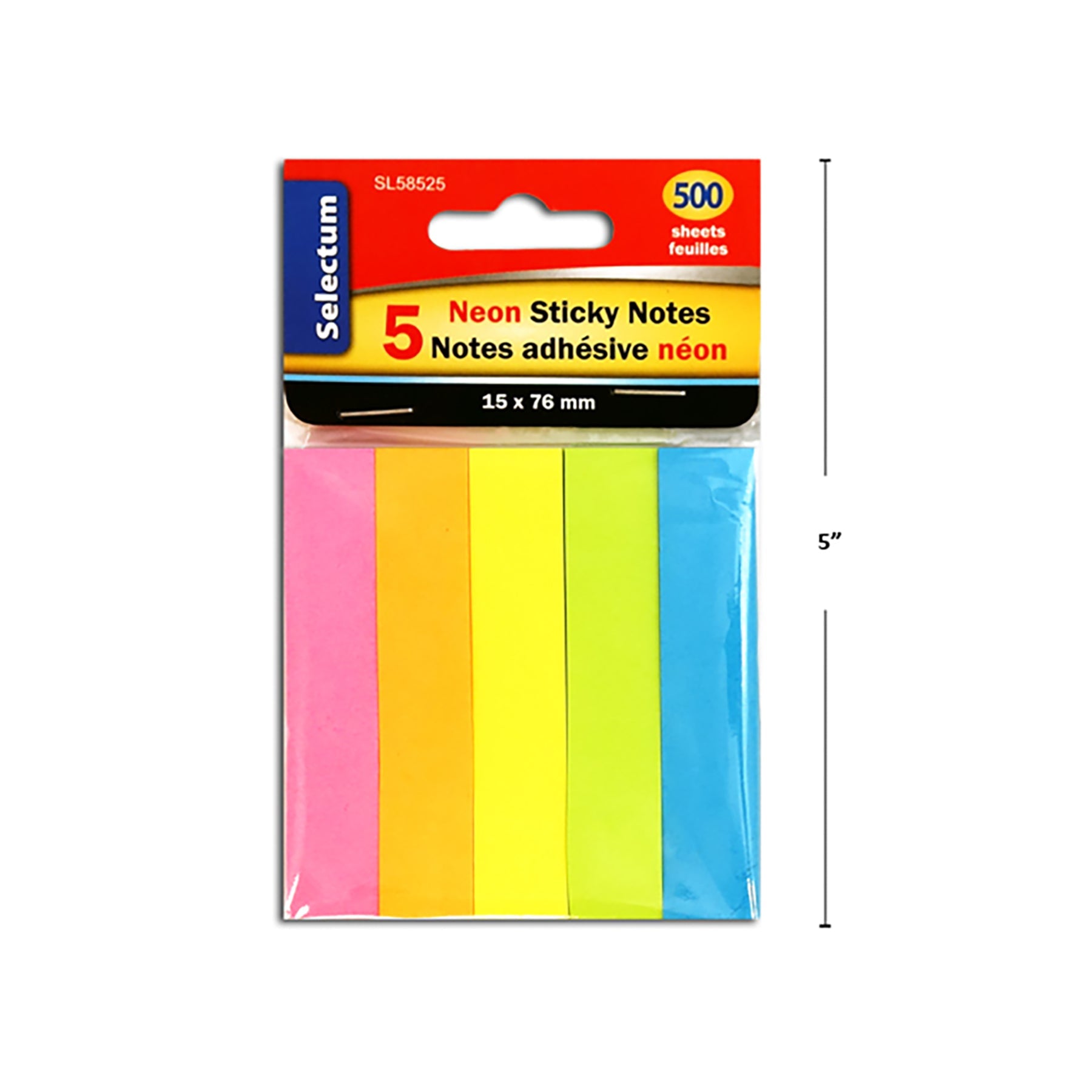 Selectum 500 Sticky Notes Neon 0.6x3in