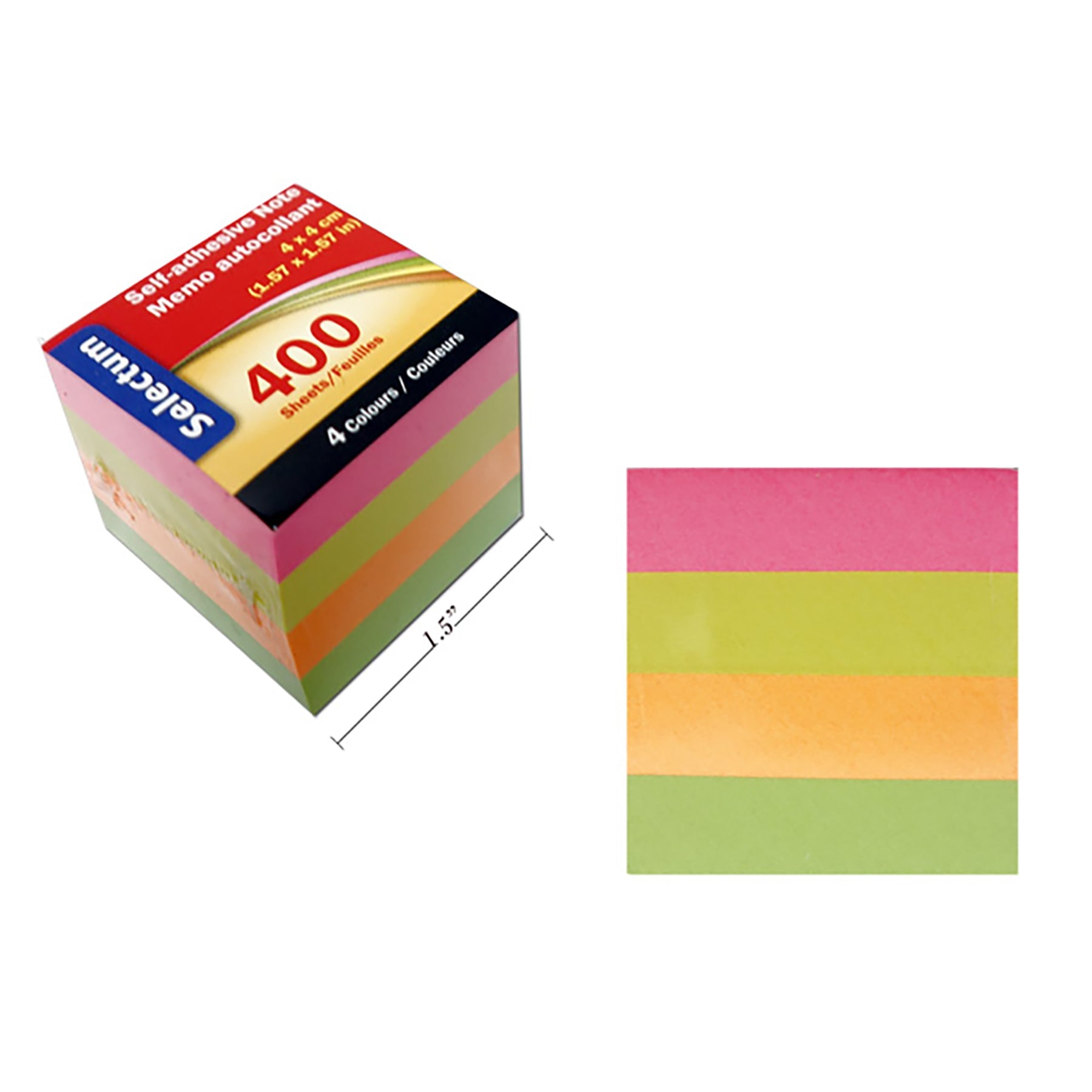 Selectum 400 Sticky Notes Neon 1.57x1.57in