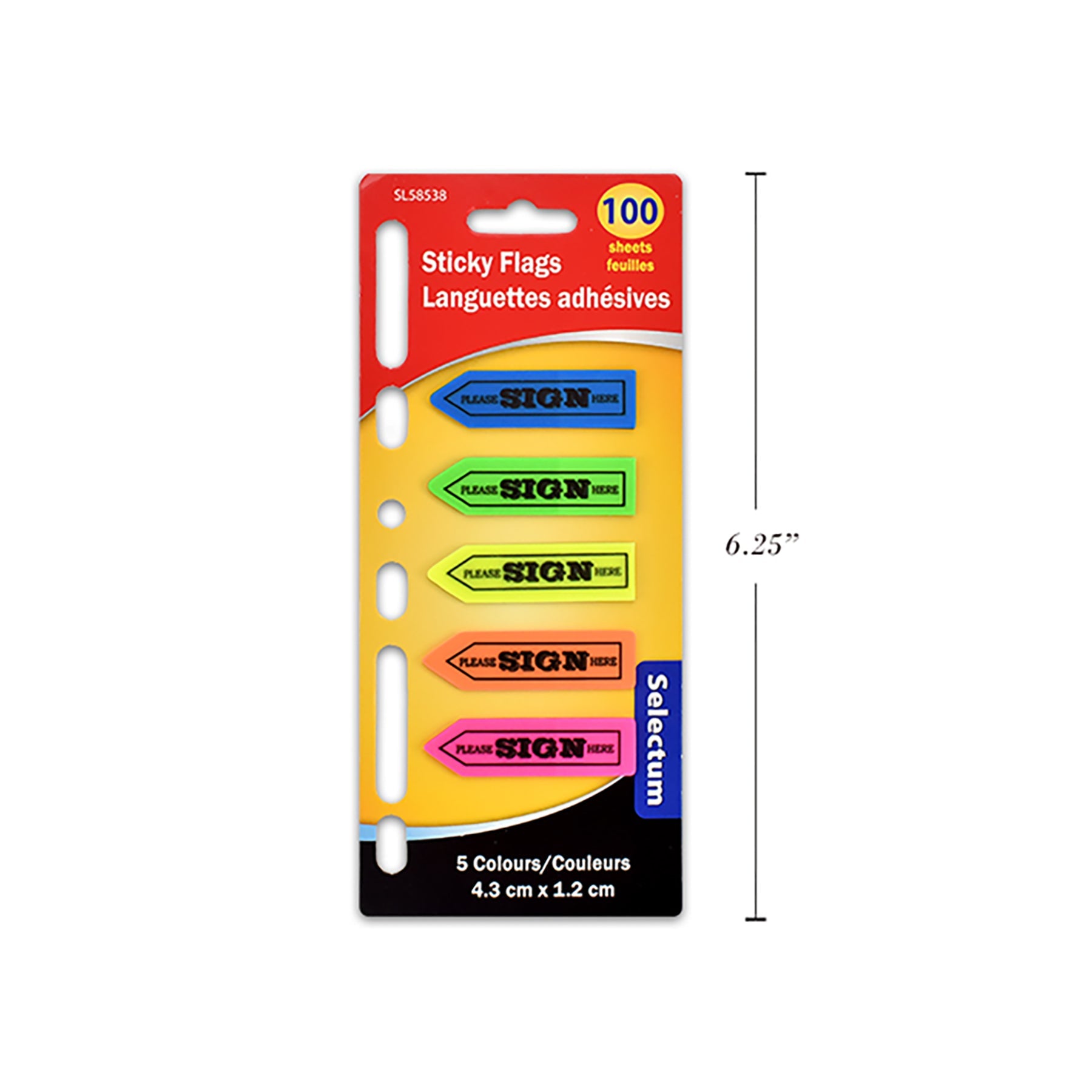 Selectum 100 Sticky Flags "Please Sign Here" 1.7x0.5in
