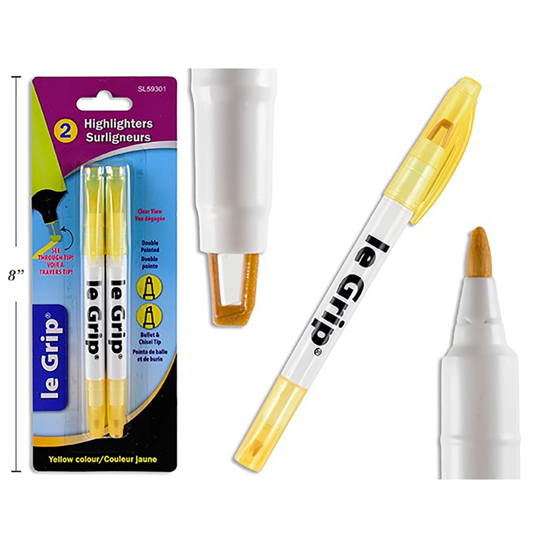 Le Grip 2 Double Pointed Yellow Highligthers