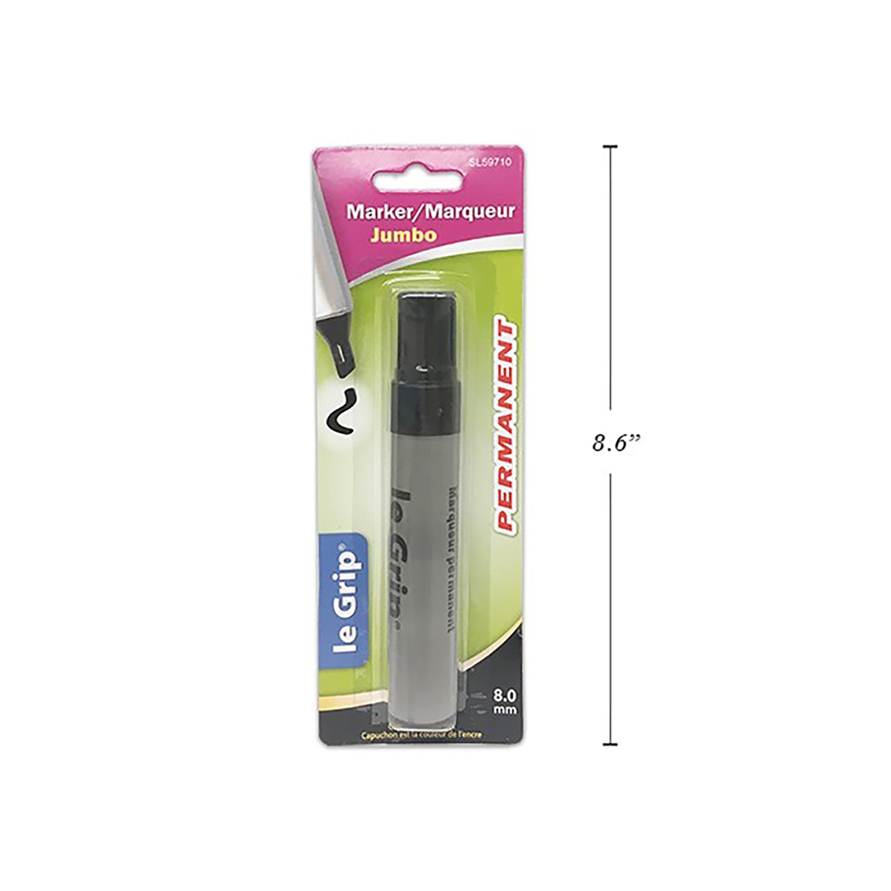 Le Grip Jumbo Black Permanent Marker - Chisel Tip 8.0mm