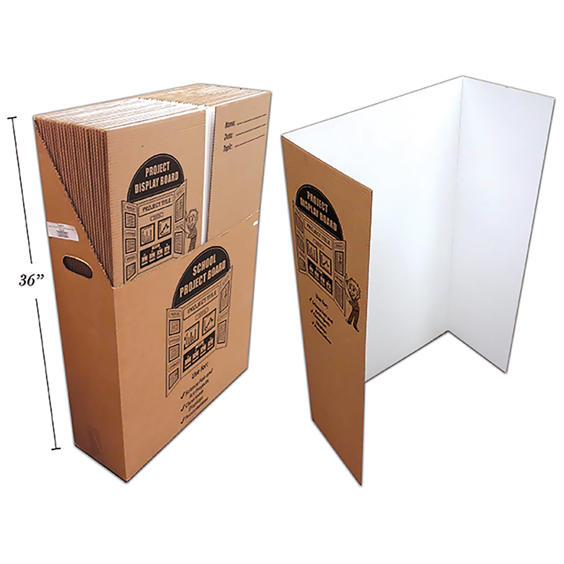Tri-fold Corrugated Display Board White 36 H x 48 L in