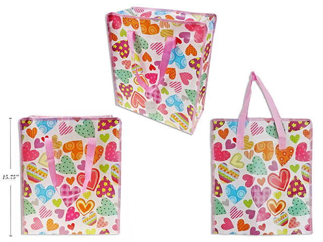 St-Valentine Shopping Bag with Zipper - Hearts 15.75x13.75in (40x35cm)